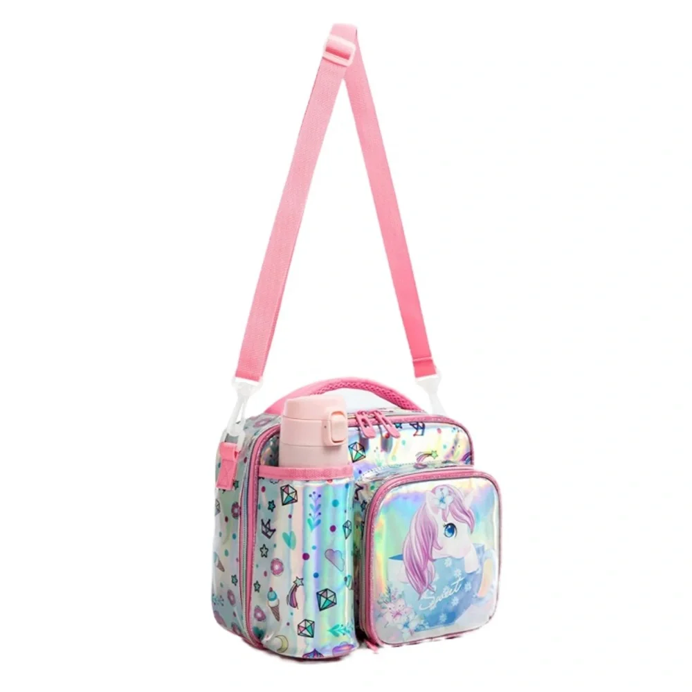 NEW! Insulated Unicorn Lunch Tote Adjustable Shoulder Strap Durable Handle Pink